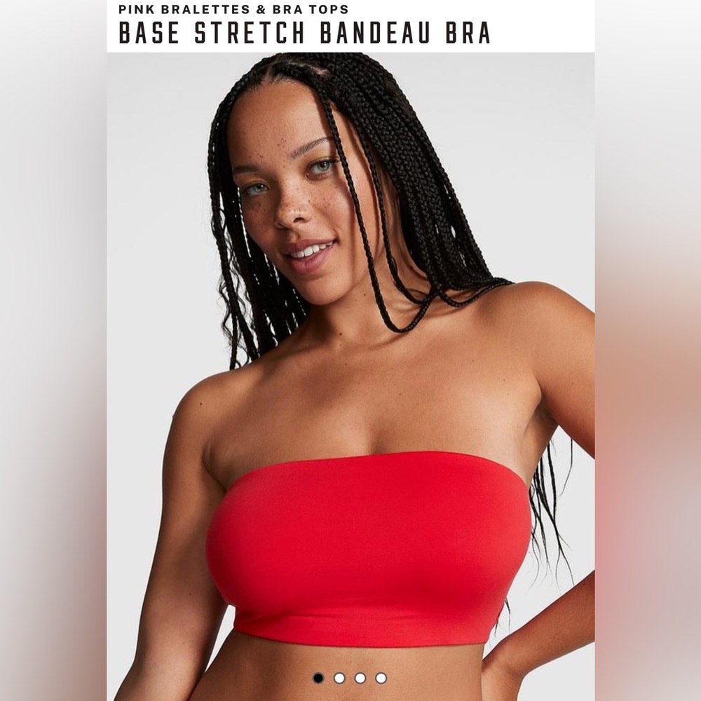 Victoria's Secret PINK Base Stretch Bandeau Bra. Red in color.